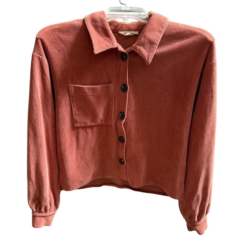 Madewell Corduroy Crop Shirt Jacket Dusty Rose Terracotta XXS CKP463571585